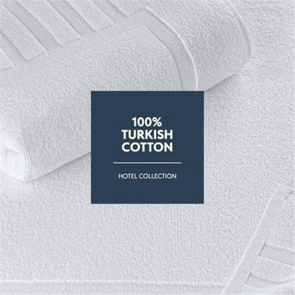 White Bath Mat Set 2 Pack Absorbent Cotton Hotel Spa Shower Tub Floor Mats